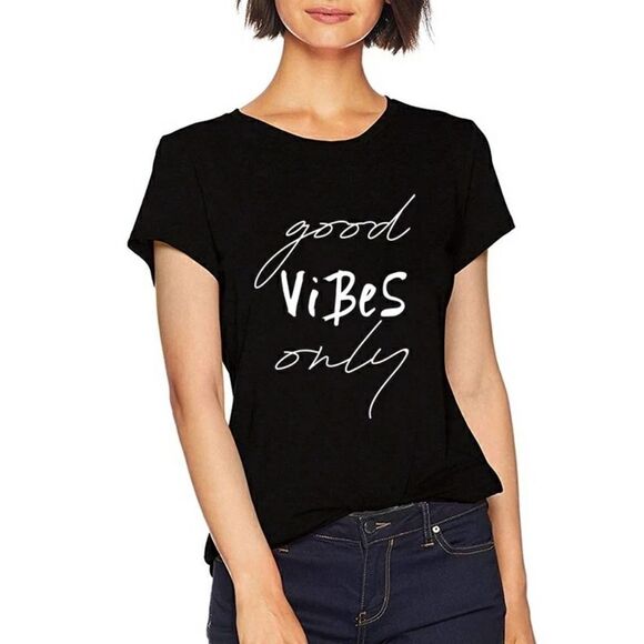 Good Vibes Only 💜💙💚💛🧡❤ Tee Shirt - Picture 1 of 4